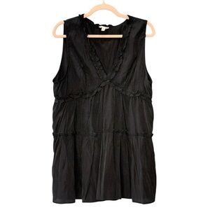 BiBi Black Sleeveless Ruffle V-Neck Blouse